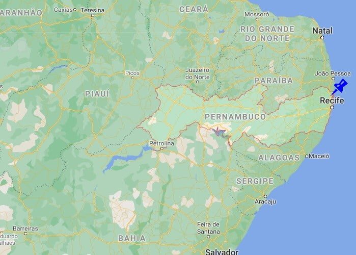 Mapa de Recife, Pernambuco.