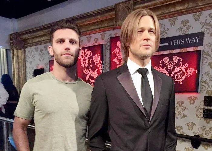 Madame Tussauds em Londres, com o Brad Pitt.