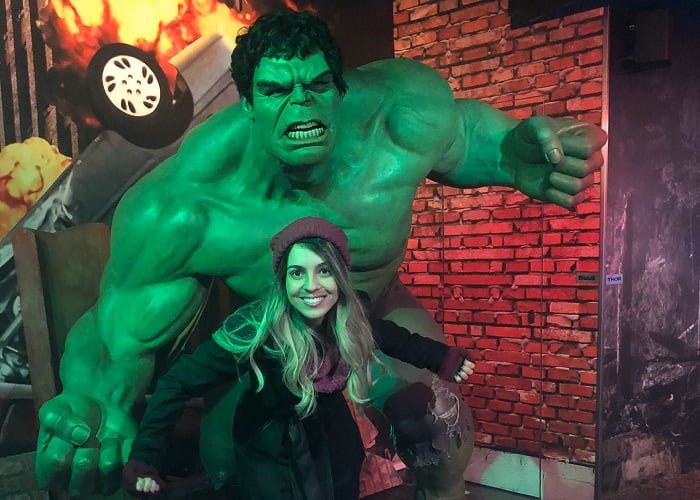 Madame Tussauds em Amsterdã, foto com o Hulk.