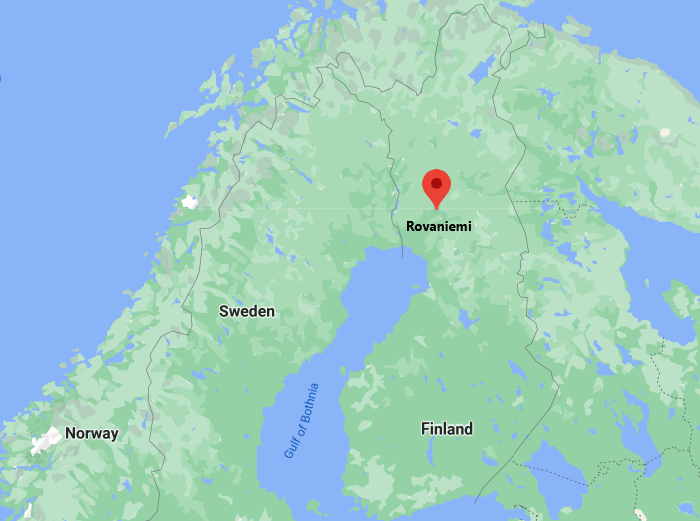 Mapa da Finlândia, Rovaniemi, onde fica Santa Claus Village?