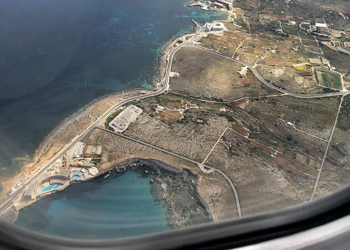 Ilha de Malta vista do avião.
