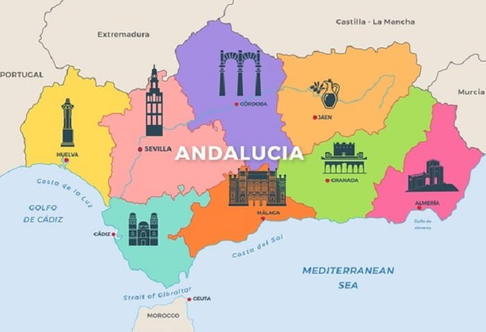 Andaluzia, Mapa, melhores atrações