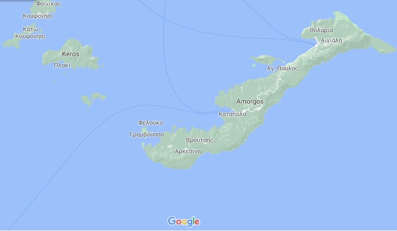 Mapa Ilha Grega de Amorgos.