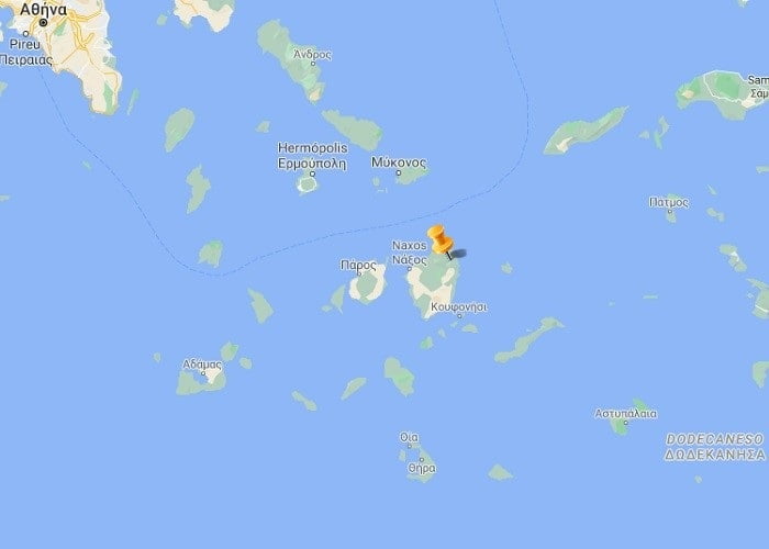 Naxos, na Grécia, onde fica a ilha grega. Mapa.