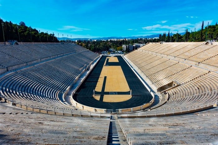 Arquitetura grega: antigo estádio, Kallimarmaro, Atenas.
