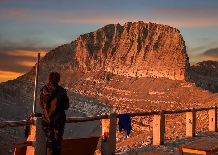 Monte Olimpo: o lugar em que os deuses gregos moravam na mitologia grega. Trono de Zeus, pico de Stefani.