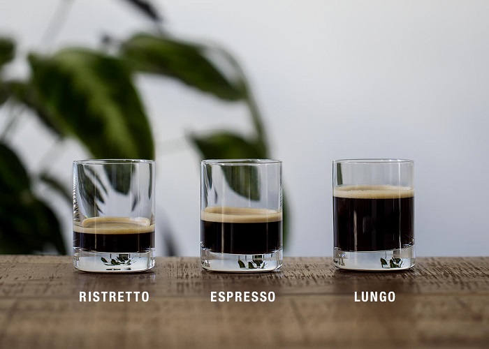 Tipos de café expresso: espresso, ristretto e lungo.