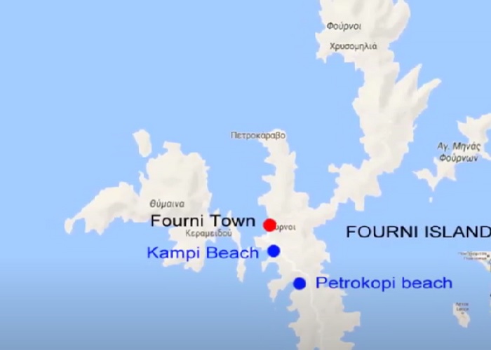 Fourni Grécia: mapa.
