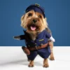 Cachorro com roupa de policial.