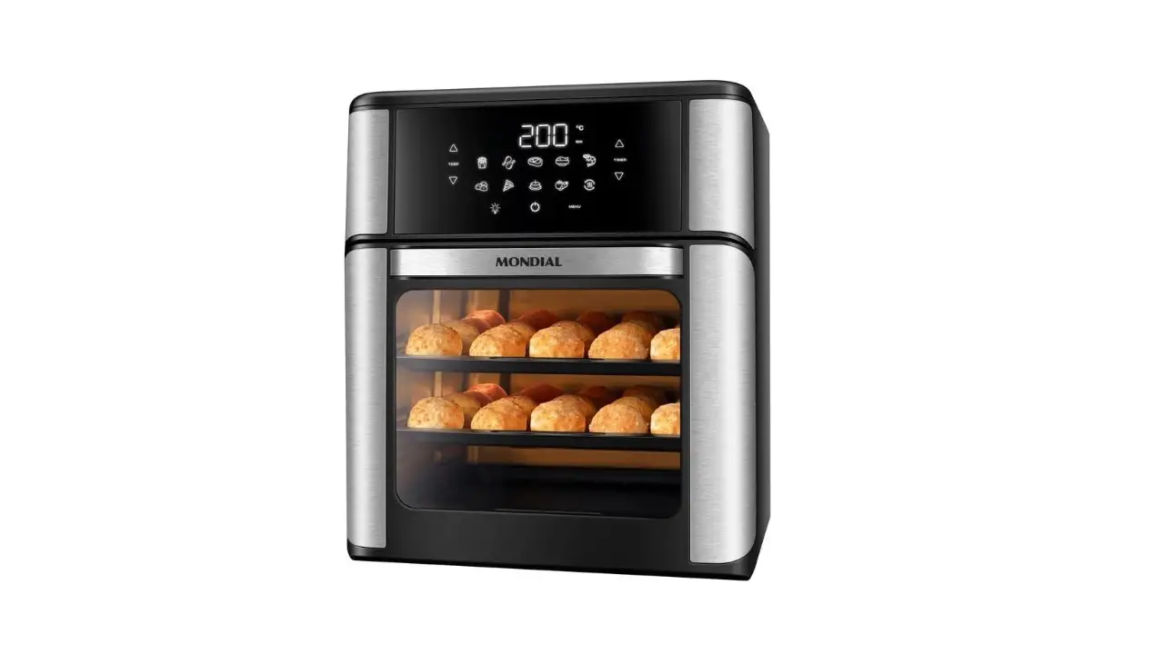 Mondial Fritadeira Air Fryer Forno Oven 12L, Preto/Inox, 2000W, 220V - AFON-12L-BI