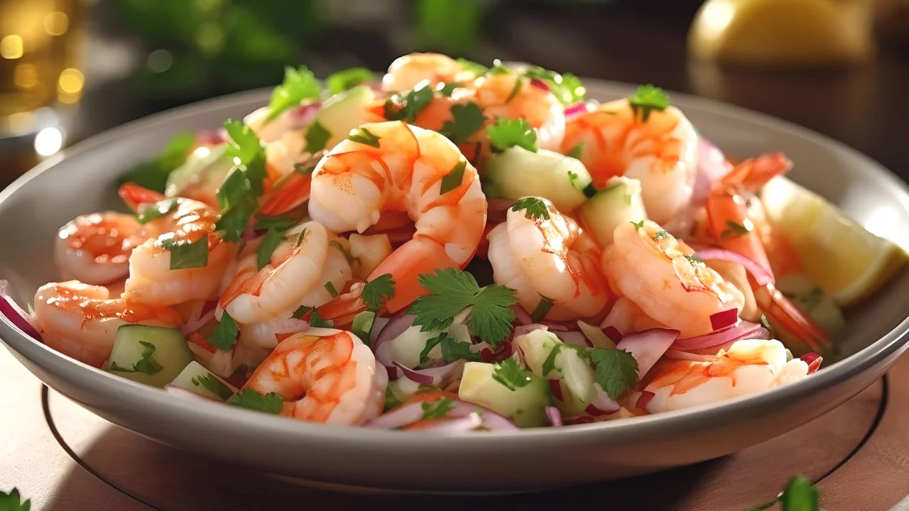 Salada de camarão.