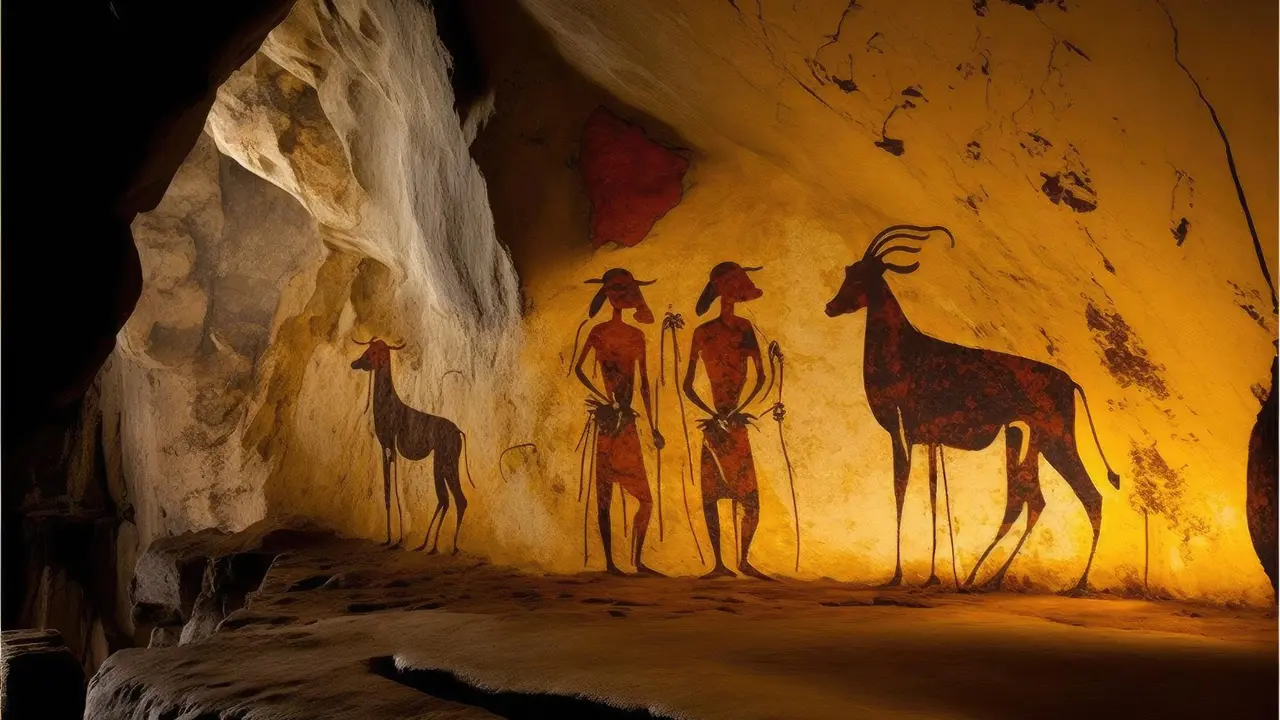 Caverna Huenul, arte rupestre.
