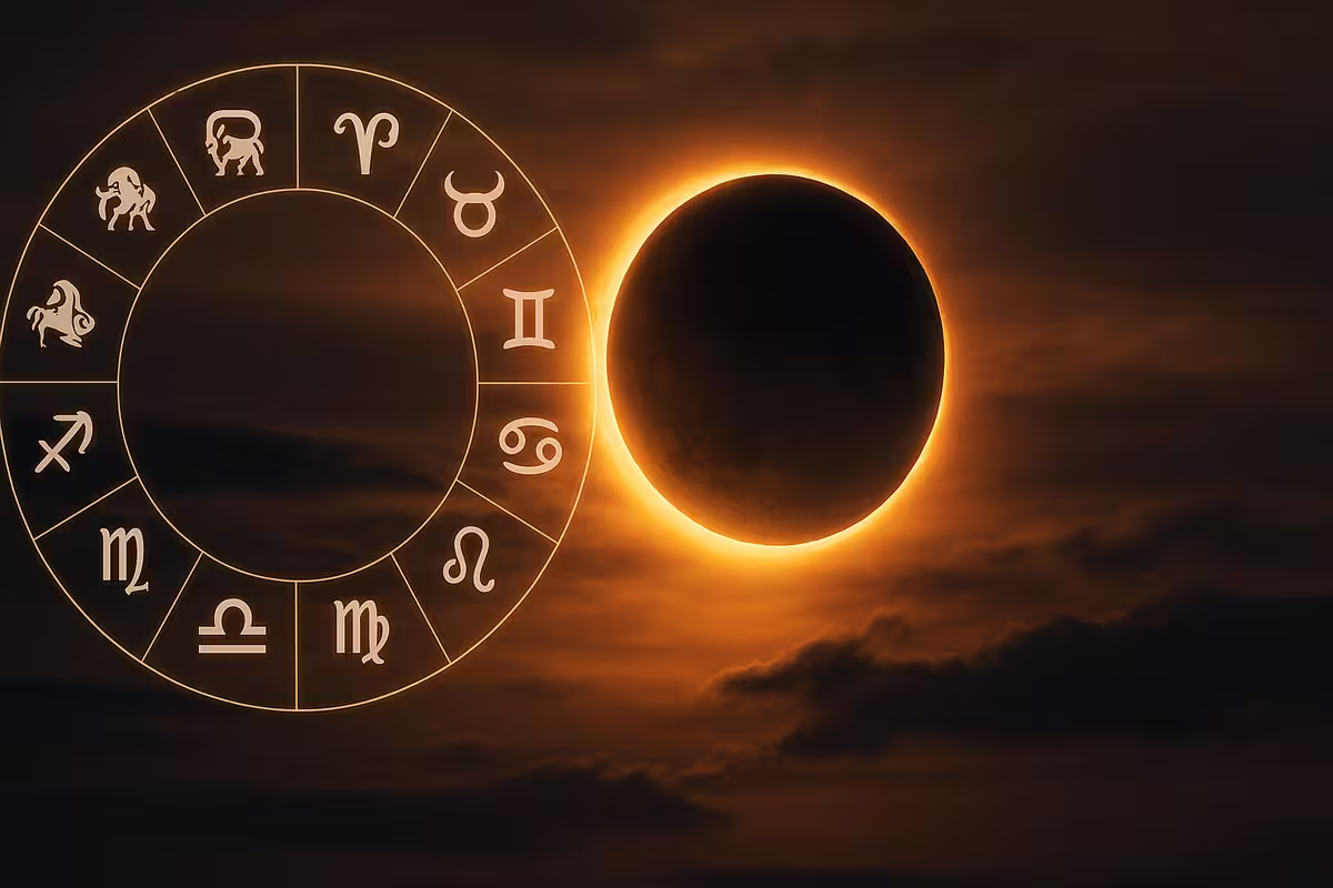 O eclipse e os signos do zodíaco.