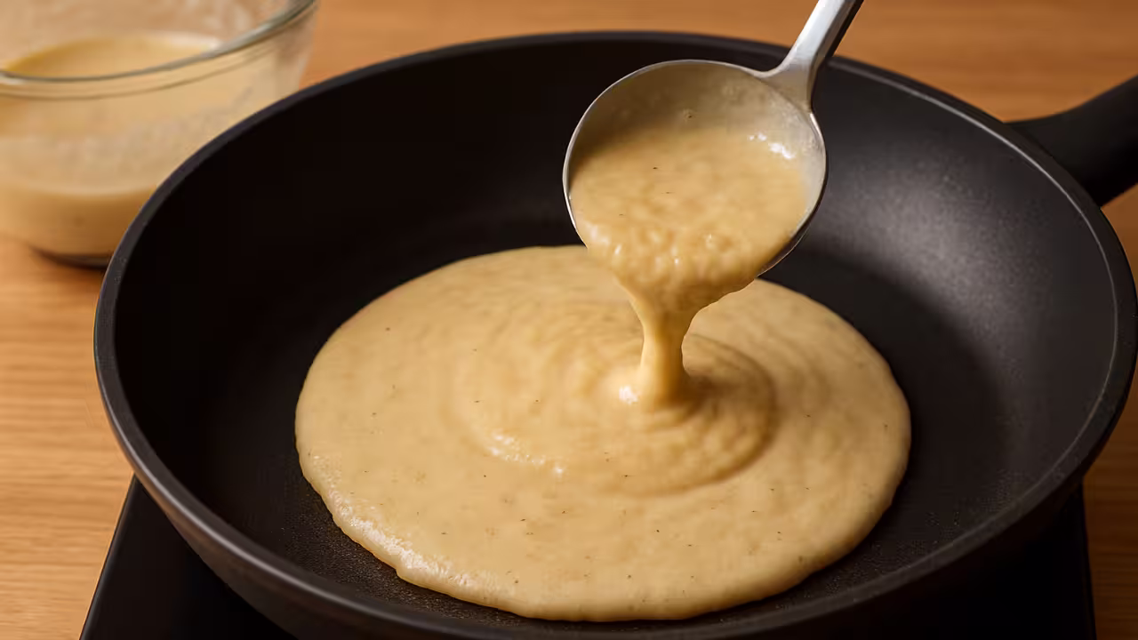 Massa para panqueca de banana sem glúten.